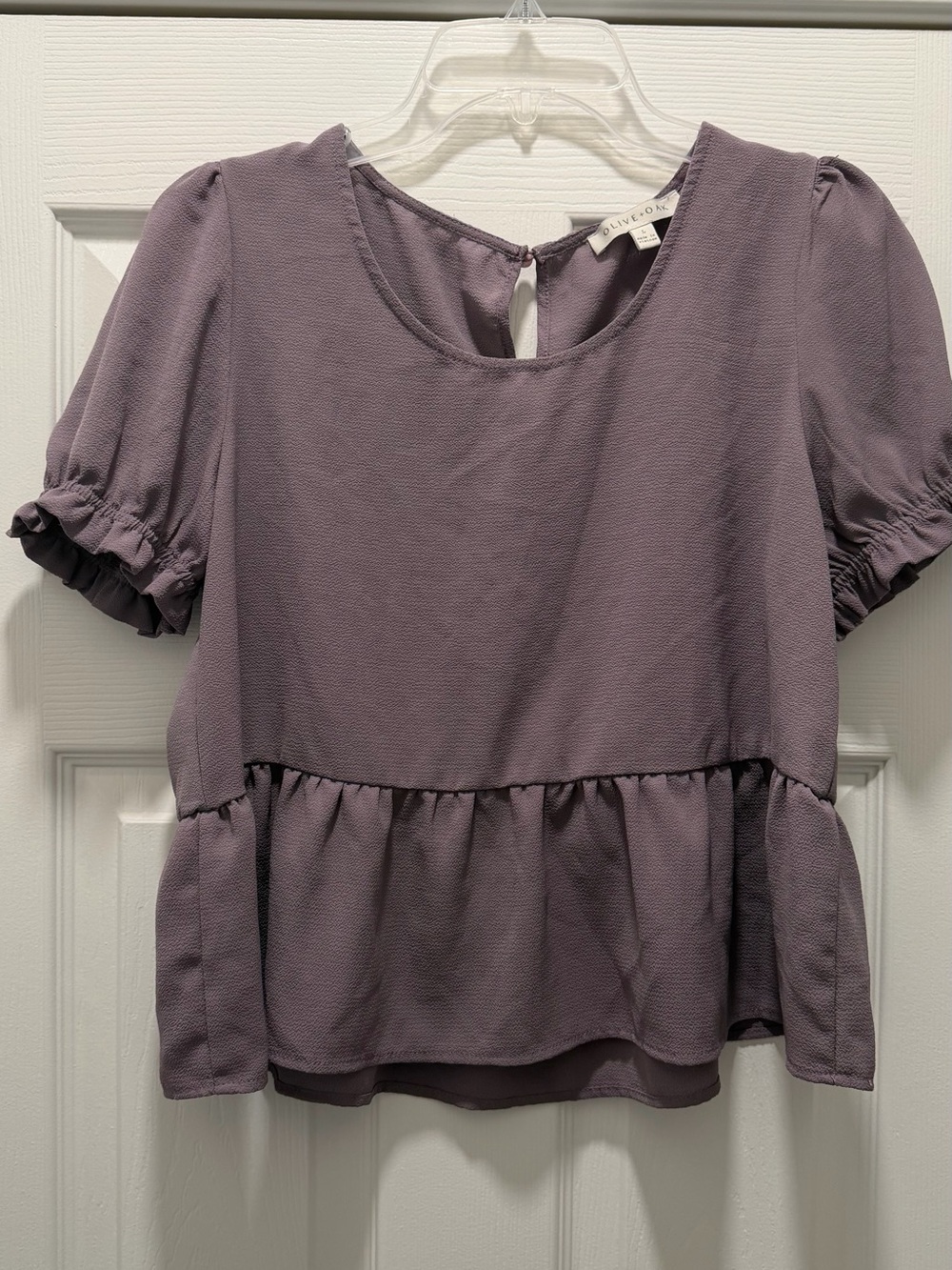 Olive & Oak Mauve Peplum Short-Sleeve Blouse